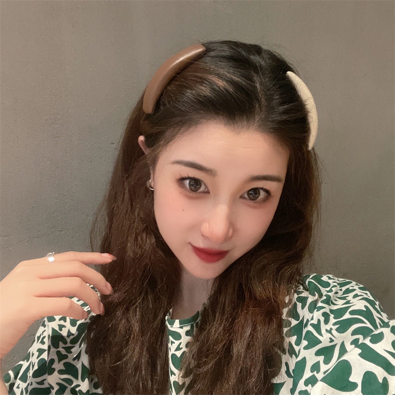 Kẹp Tóc Bằng Da Màu Trà Sữa Phong Cách Hàn Quốc