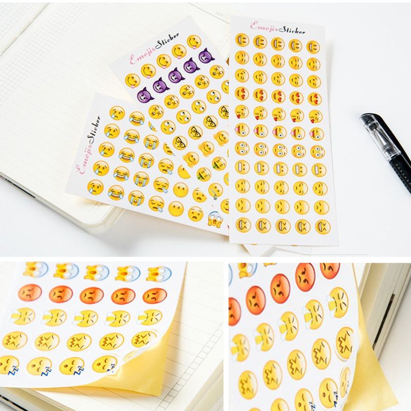 Combo 3 Tờ - 165 Sticker Mặt Cười Emojis Cảm Xúc Siêu Dễ Thương Trang Trí Decor Bullet Journal Take Note