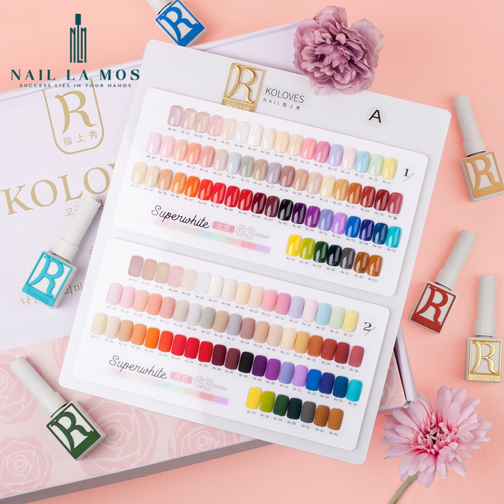 Set sơn gel R-Koloves chính hãng 63 màu - Chất gel đậm đặc, phong cách Hàn Quốc