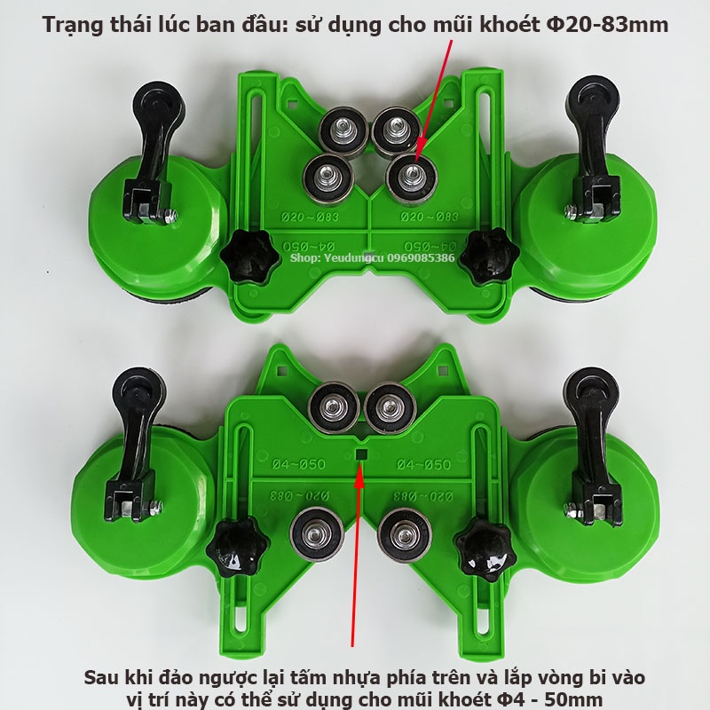 Cữ cố định mũi khoan khoét lỗ tròn kính, gạch men Φ4mm - 80mm