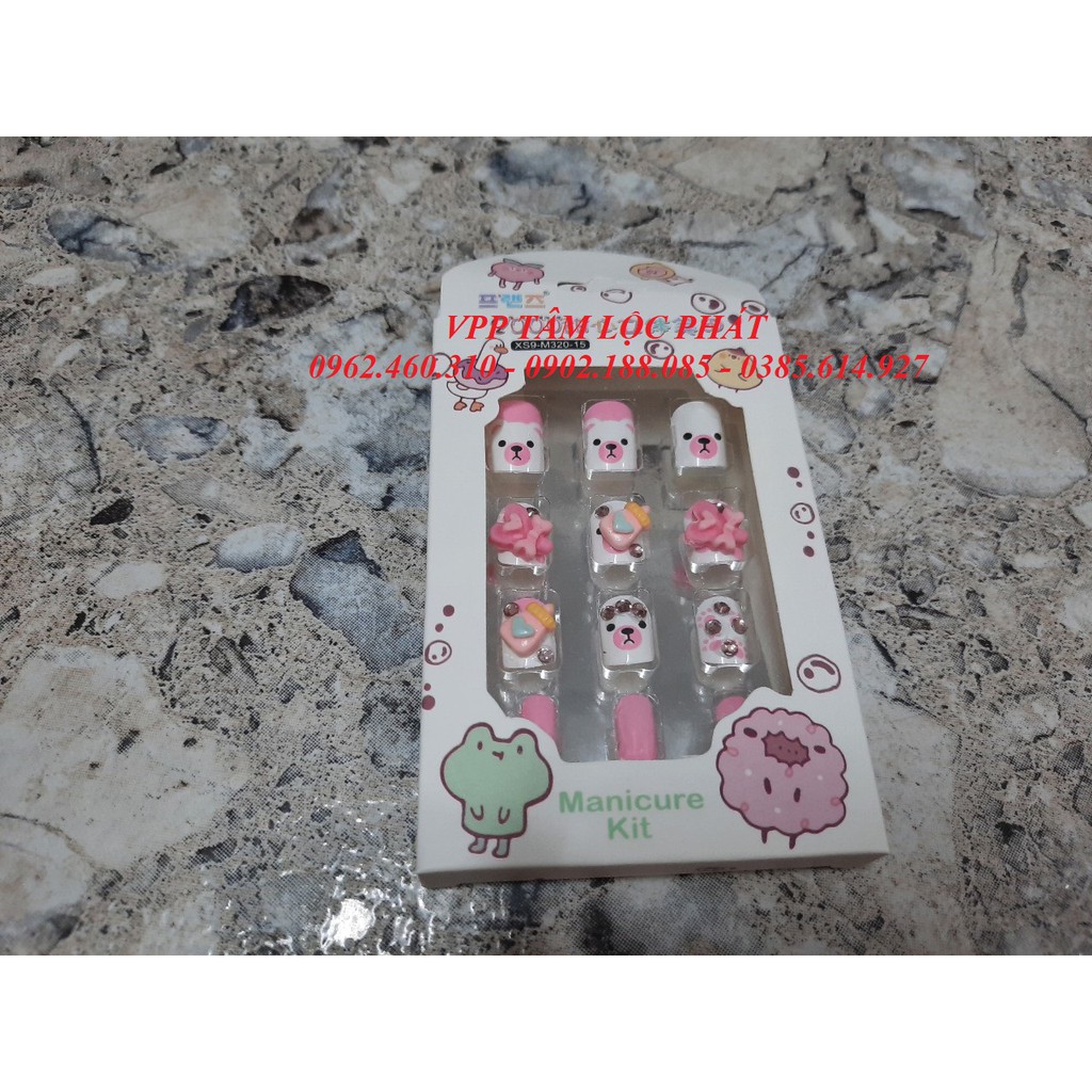 Bộ 12 móng tay giả cute cho bé (LOẠI 1) - Sét móng đính đá, đính HẠT