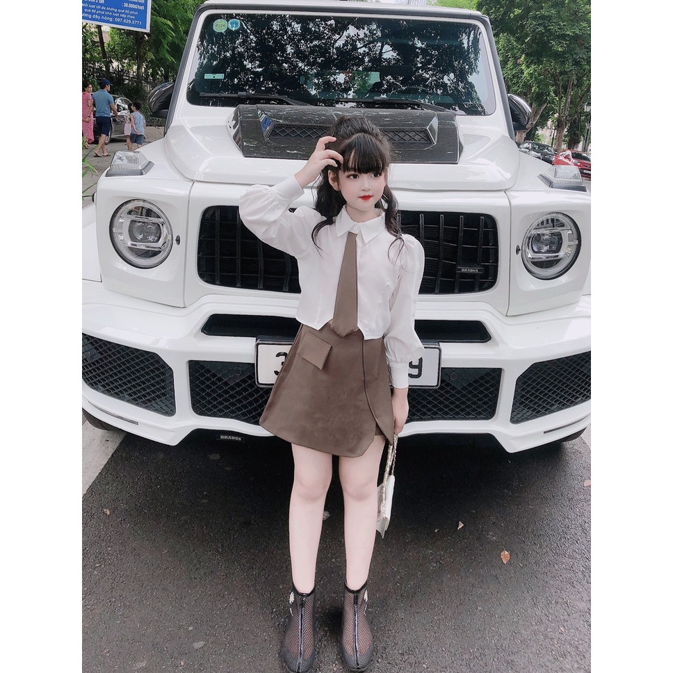 Set bộ sơ mi kết hợp vest đi học đi chơi cho bé gái