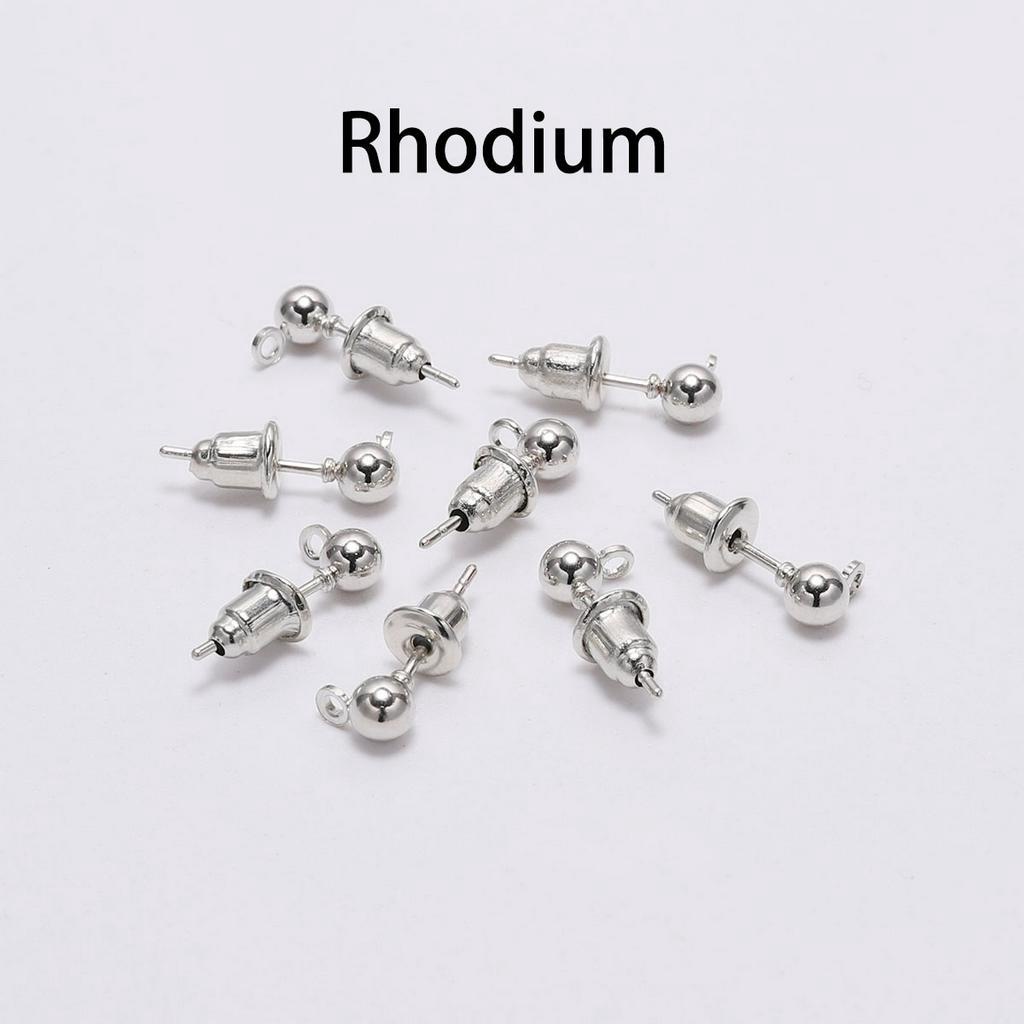 50 chốt sau bông tai bi 3 4 5mm mạ vàng và bạc làm trang sức DIY