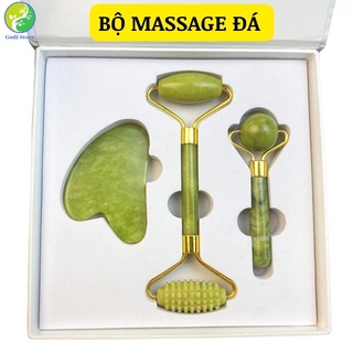 Bộ Cây Lăn Mặt Đá - Con Lăn Mát Xa Mặt Bằng Đá Ngọc Bích Nhân Tạo Kèm Hộp Qùa Nâng Cơ, Mờ Nếp Nhăn Và Giảm Mỡ Body G84