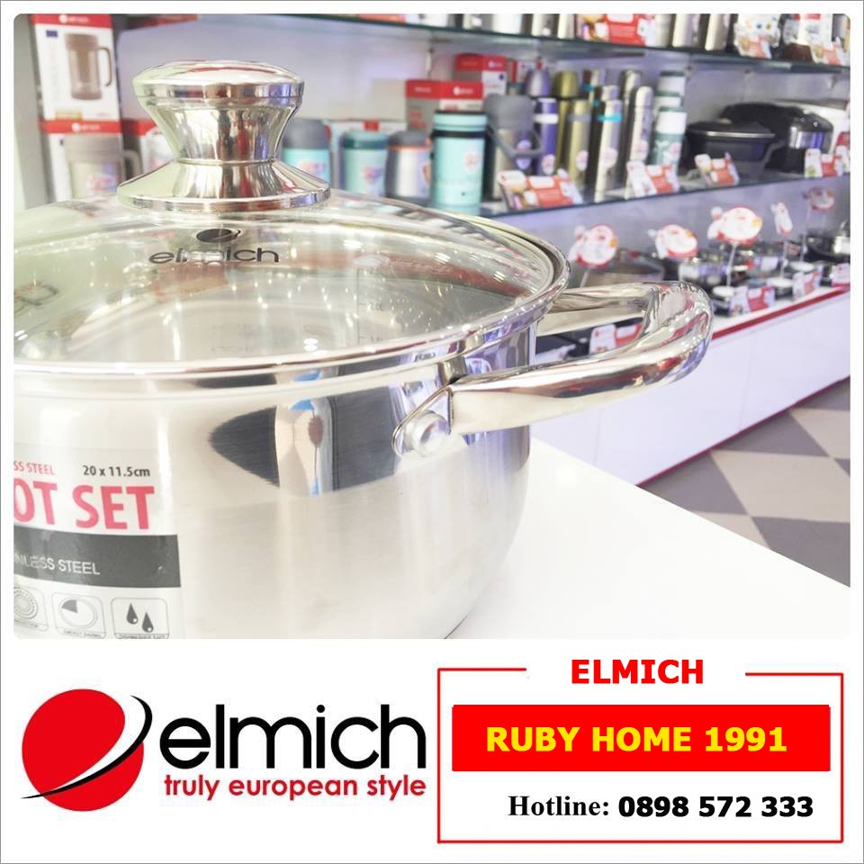 BỘ NỒI INOX ELMICH 3 CHIẾC CỠ 16CM, 20CM, 24CM EL3337