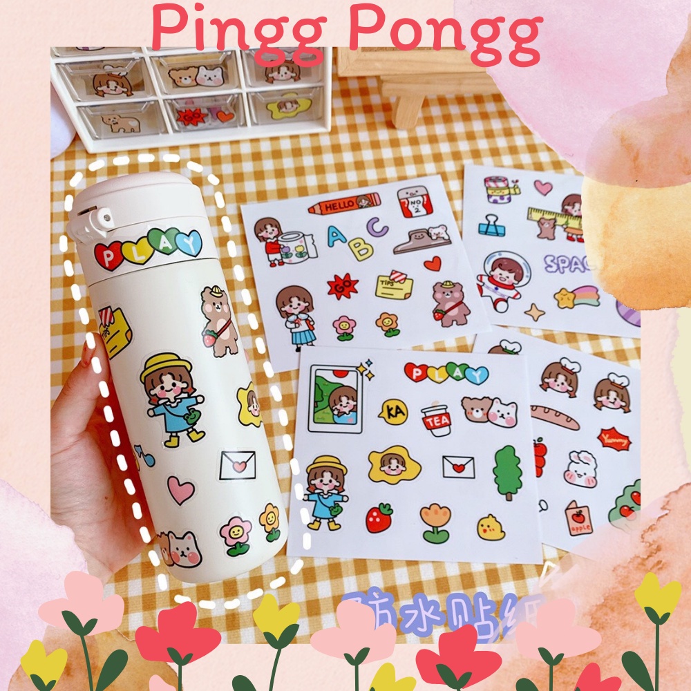 Hình dán dễ thương DIY nhãn dán điện thoại&dán hộp trái tim cô gái dễ thương PINGGPONGG