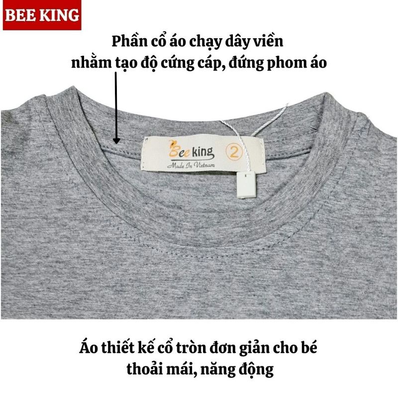 Áo thun trẻ em BEE KING cho bé trai chất đẹp thun 100% cotton mềm mịn mát từ 6 tháng tuổi đến 10 tuổi cộc tay mùa hè