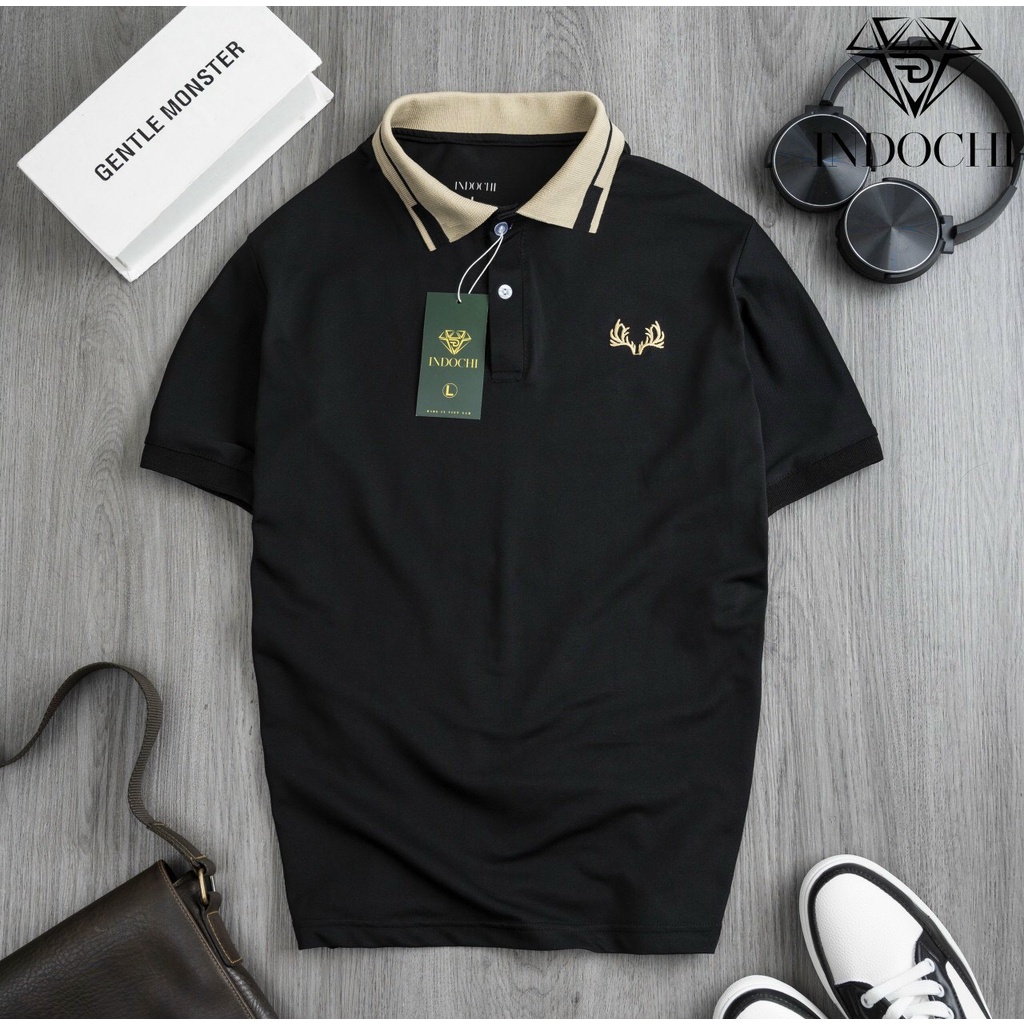 Áo polo nam thêu hoạ tiết chất cotton cá sấu siêu đep