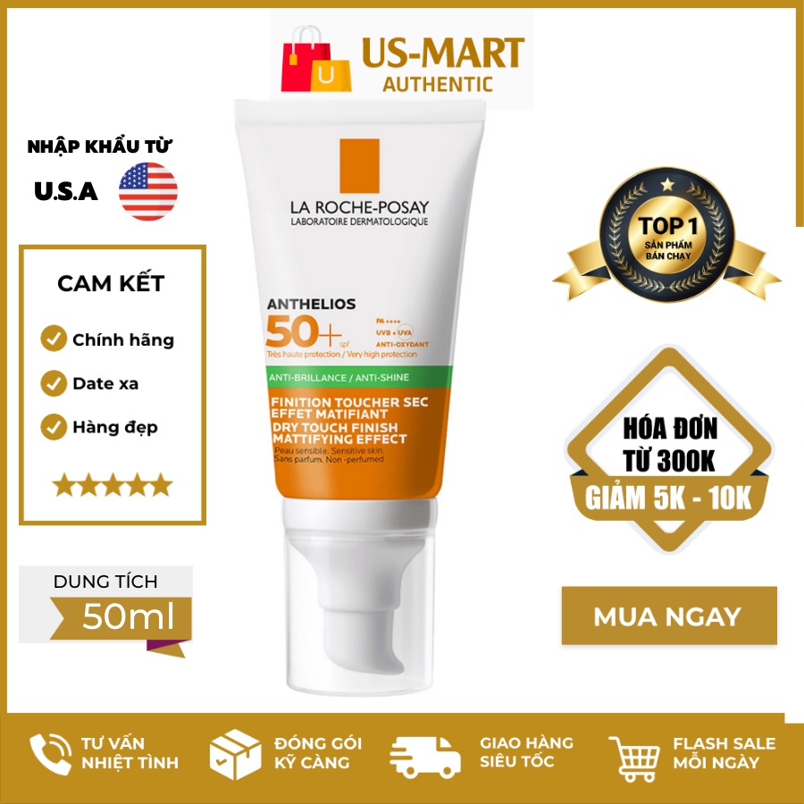 Kem chống nắng giúp kiểm soát bóng nhờn & bảo vệ da trước tia UVB UVA SPF 50+ La Roche-Posay Anthelios XL Dry Touch 50ml | BigBuy360 - bigbuy360.vn