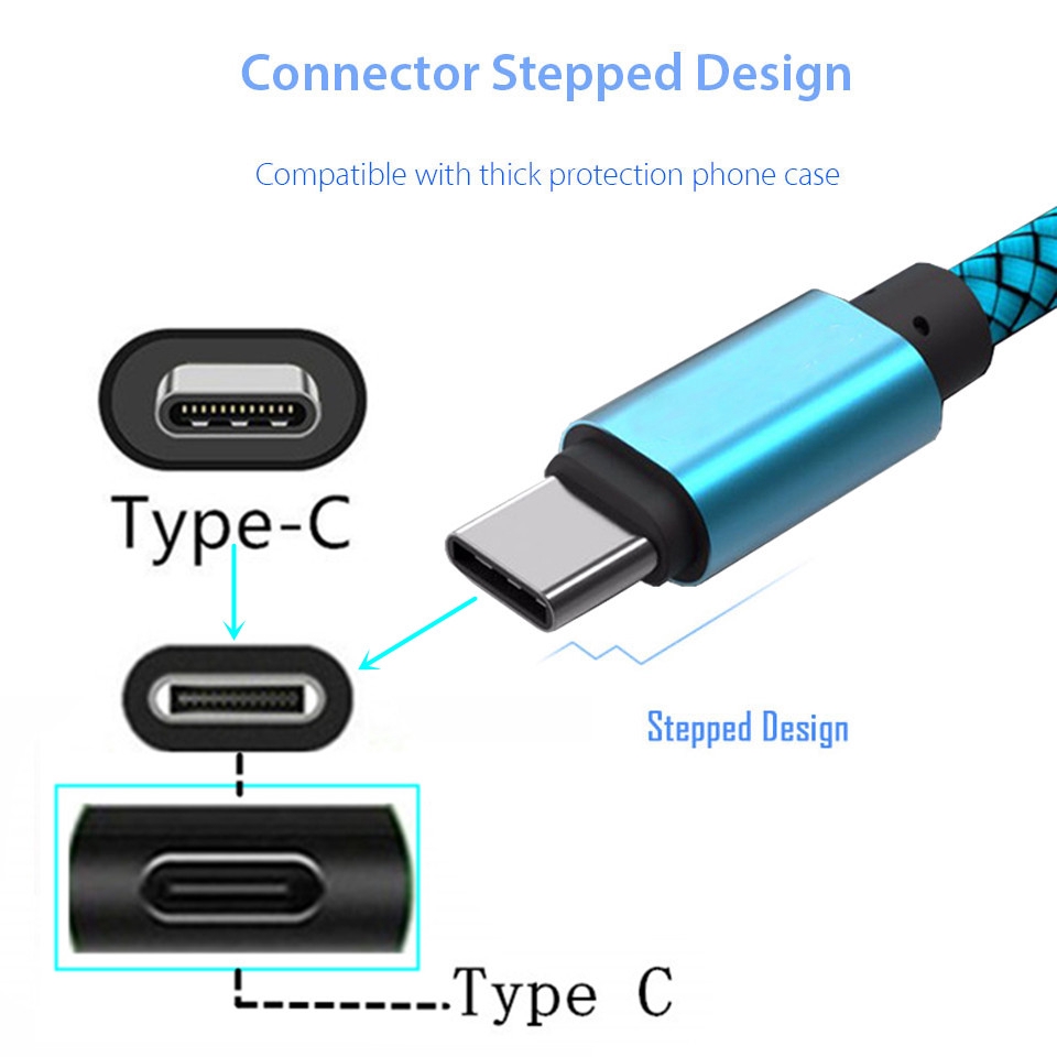 Dây Cáp Sạc Truyền Dữ Liệu Usb Type C/C Siêu Bền Tương Thích Với Điện Thoại Android/Samsung Huawei Xiaomi
