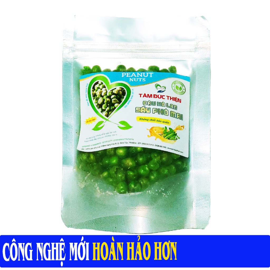 Túi đậu hà lan rang muối sấy phô mai Tâm Đức Thiện 100GR gói dùng thử đồ ăn vặt