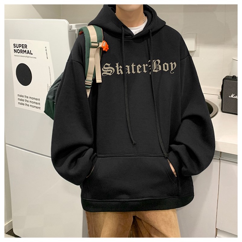 Áo Hoodie Đen / Kaki Tay Dài In Chữ Thập Phong Cách Gothic Thời Trang Mùa Đông Hàn Quốc Size M-5XL Cho Nam