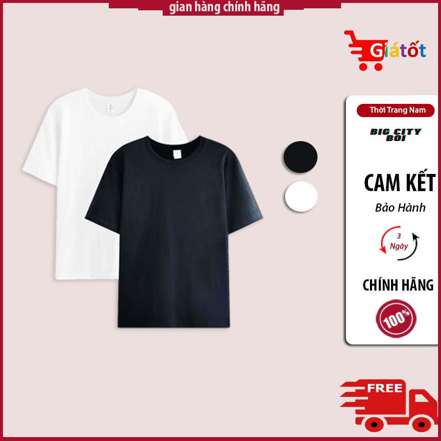 Áo thun unisex trơn tay ngắn,cổ tròn dáng unisex tay ngắn Basic Tee phông trơn-Big City Boi [Shop mới bán hòa vốn]