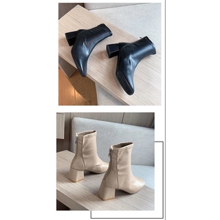 Giày boot nữ cổ thấp gót 5p da mềm