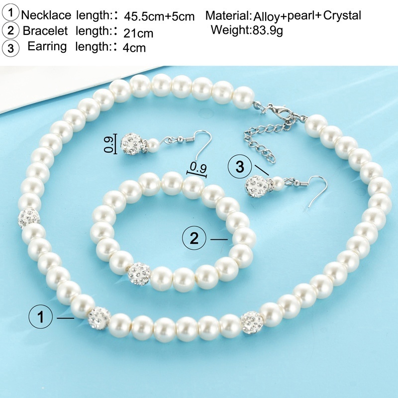 Set vòng cổ vòng tay khuyên tai chuỗi ngọc trai thời trang cao cấp cho nữ