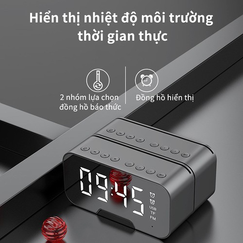 Loa Bluetooth G10 Tích Hợp Đồng Hồ, Màn Hình Tráng Gương,Nghe Đài FM - 𝐁𝐀̉𝐎 𝐇𝐀̀𝐍𝐇 𝟏𝟐 𝐓𝐇𝐀́𝐍𝐆