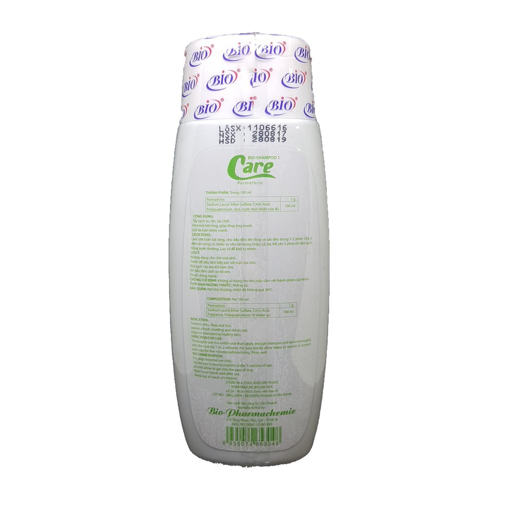 Sữa tắm Bio Care đặc trị ve rận, bọ chét cho chó mèo - 150ml - CutePets