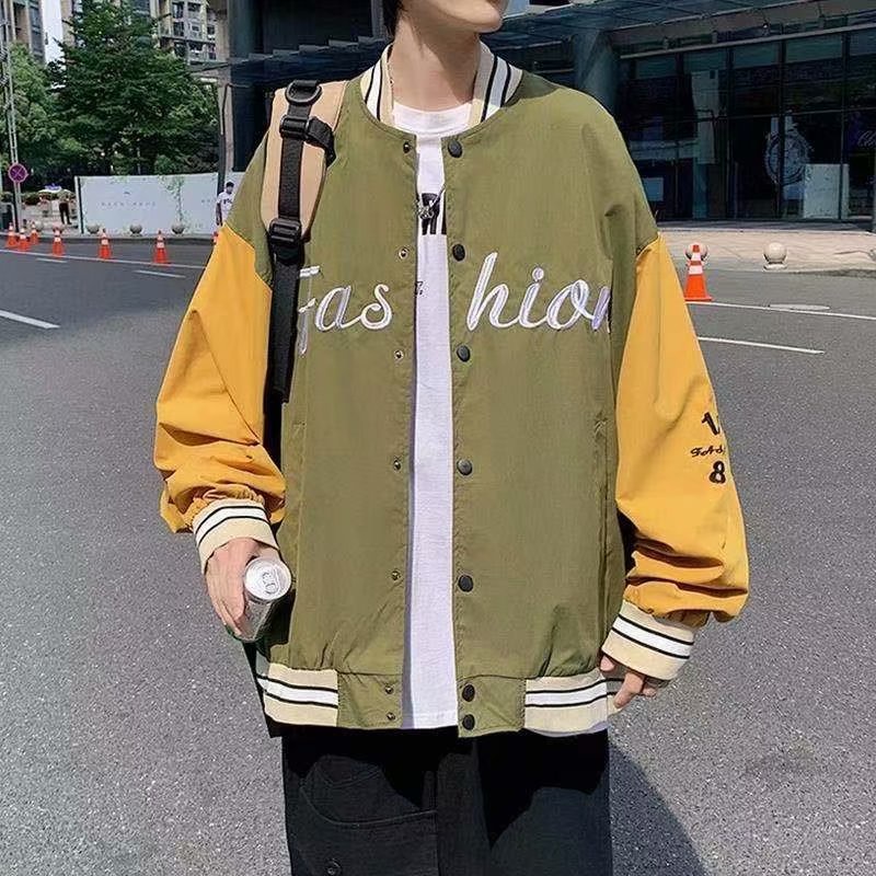 Áo khoác bóng chày dáng rộng in chữ phong cách Nhật Bản thời trang dành cho nam và nữ size M-3XL