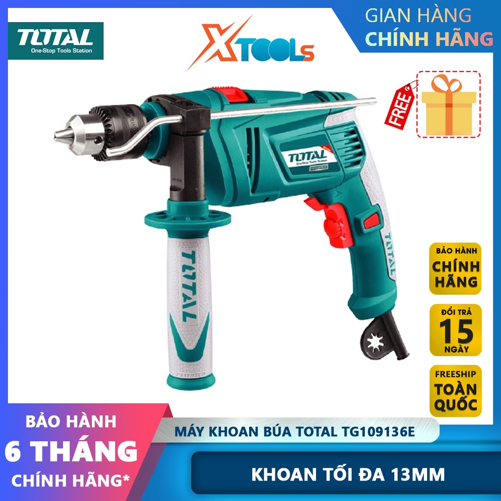 Máy khoan cầm tay TOTAL TG109136E 850W, chức năng khoan động lực công tắc đảo chiều khoan tối đa 13mm[CHÍNH HÃNG][XTOOLS
