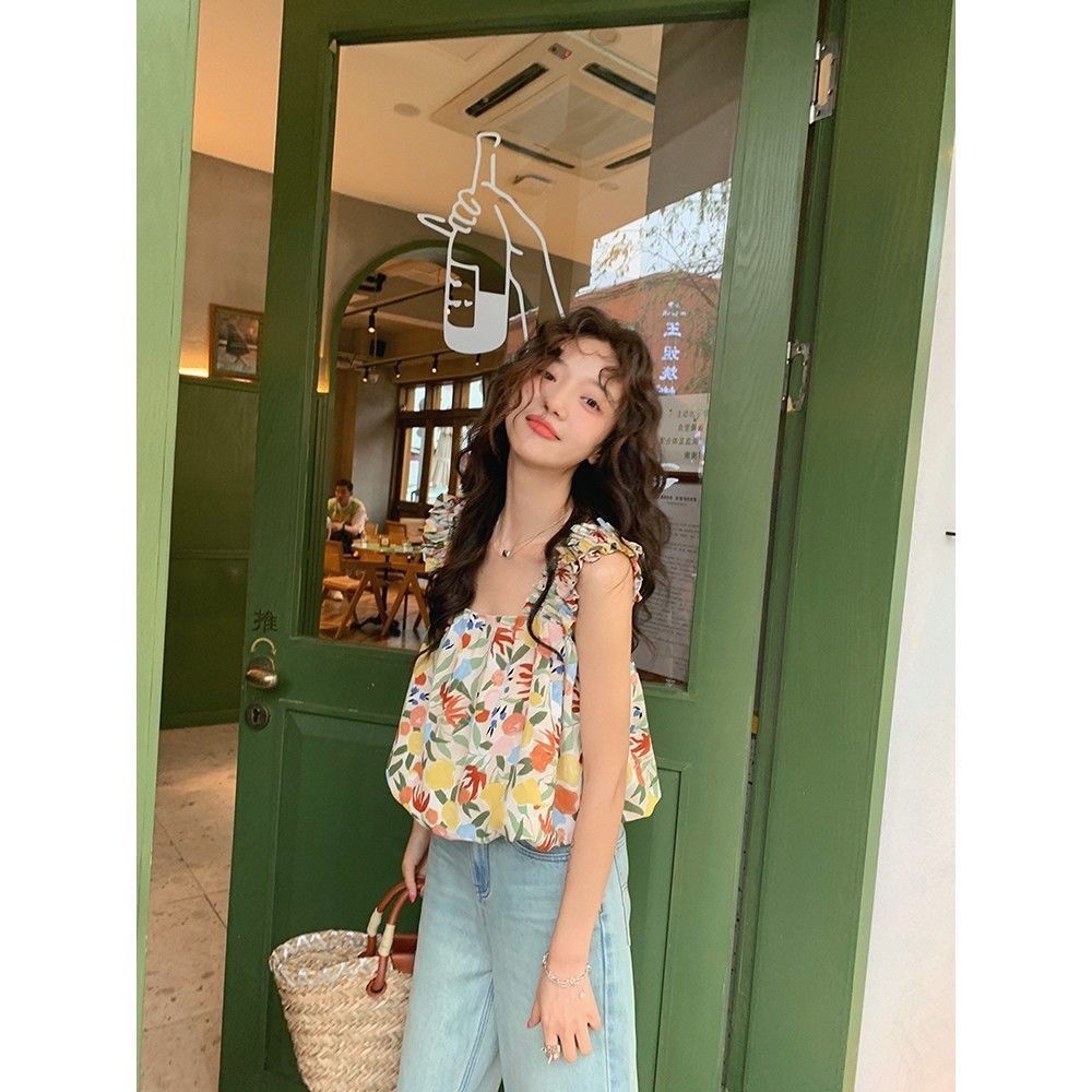 Áo Crop top Nữ Mùa Hè In Áo hai dây