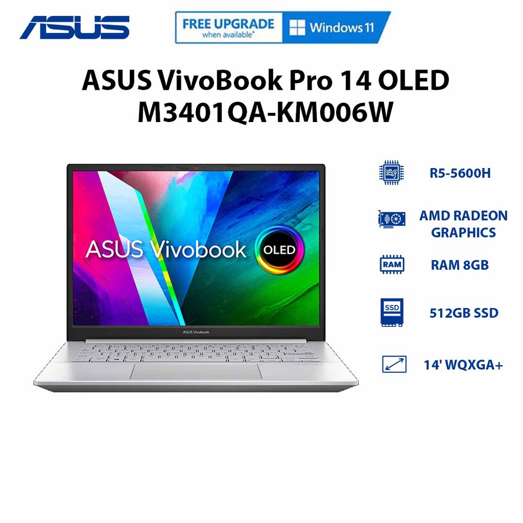 Laptop ASUS VivoBook Pro 14 OLED M3401QA-KM006W (R5-5600H | 8GB | 512GB |14' WQXGA+)