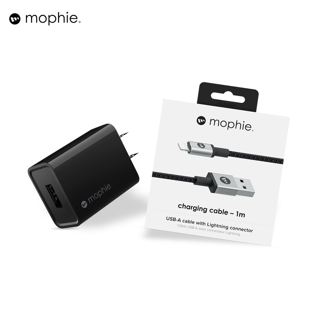 Combo sạc MOPHIE 10W cho IP/tablet táo(Sạc Mophie 10W USB-A + cáp Mophie 1m)