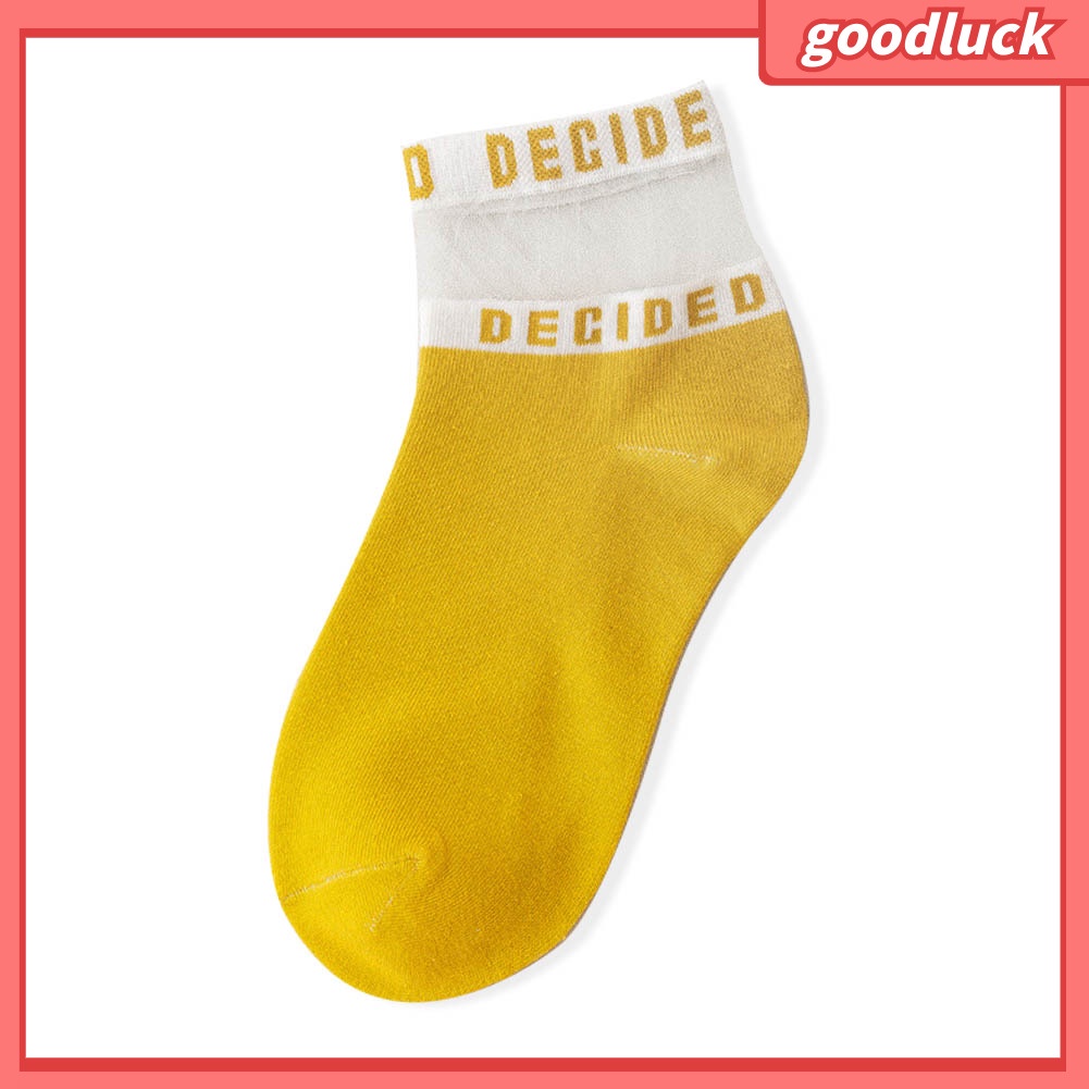 Set 2 Đôi Tất Lưới Thoáng Khí In Chữ Thời Trang Cho Nữ