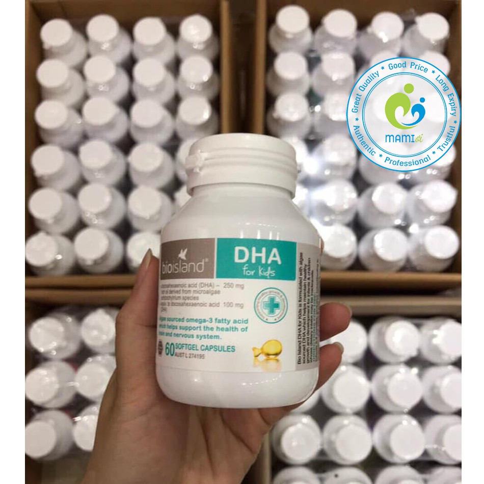 DHA (60v) cho bé, trẻ sơ sinh và phụ nữ mang thai Bioisland DHA For Kids, Úc