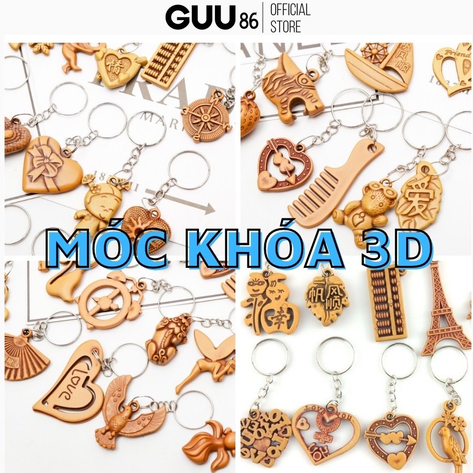 Móc Khóa Giả Gỗ Phiên Bản Điêu Khắc 3D (Giao Mẫu Ngẫu Nhiên)