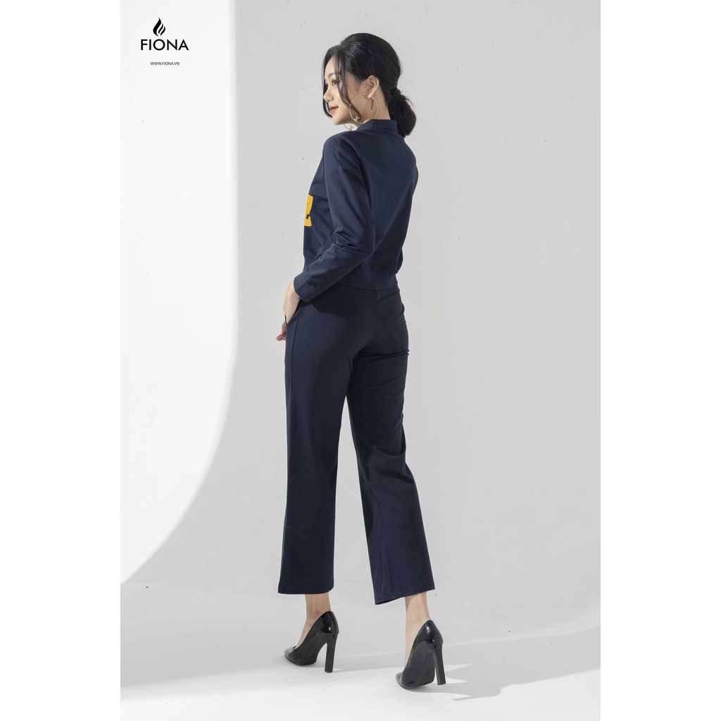 Áo Nỉ Croptop FIONA Cổ Cao 3 Phân Có Khóa Mã F520897
