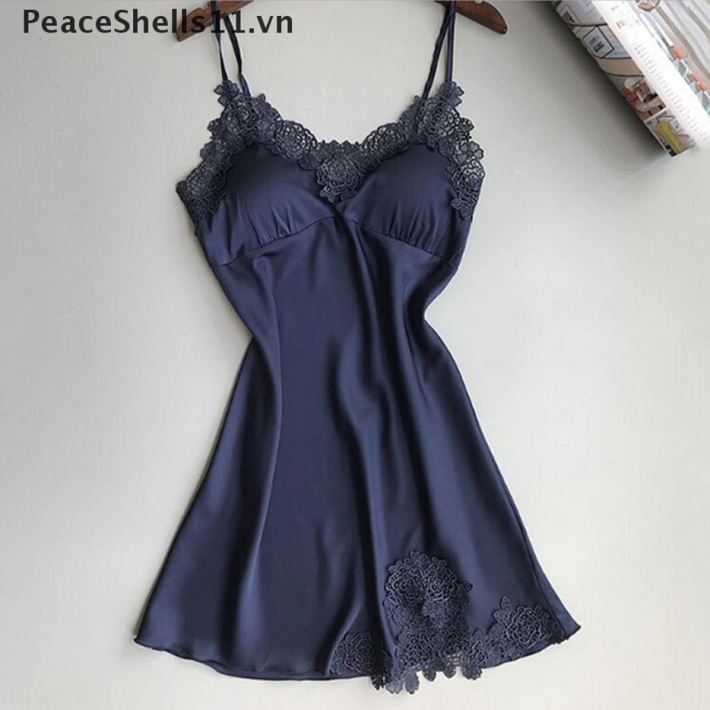 [PeaceShells11] Đầm Ngủ Lụa Phối Ren Gợi Cảm Cho Nữ