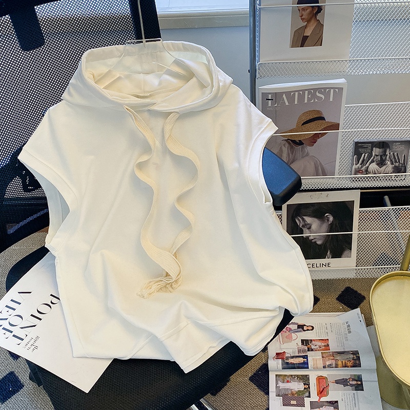 Áo Thun Sát Nách Có Mũ Trùm Phong Cách hip hop Nhật Bản Thời Trang Xuân Hè Cho Nam