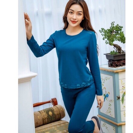 [CHÍNH HÃNG] Bộ ngủ trung niên thu đông cotton Wonner đẹp - Set mặc nhà nữ áo dài tay quần dài | BigBuy360 - bigbuy360.vn