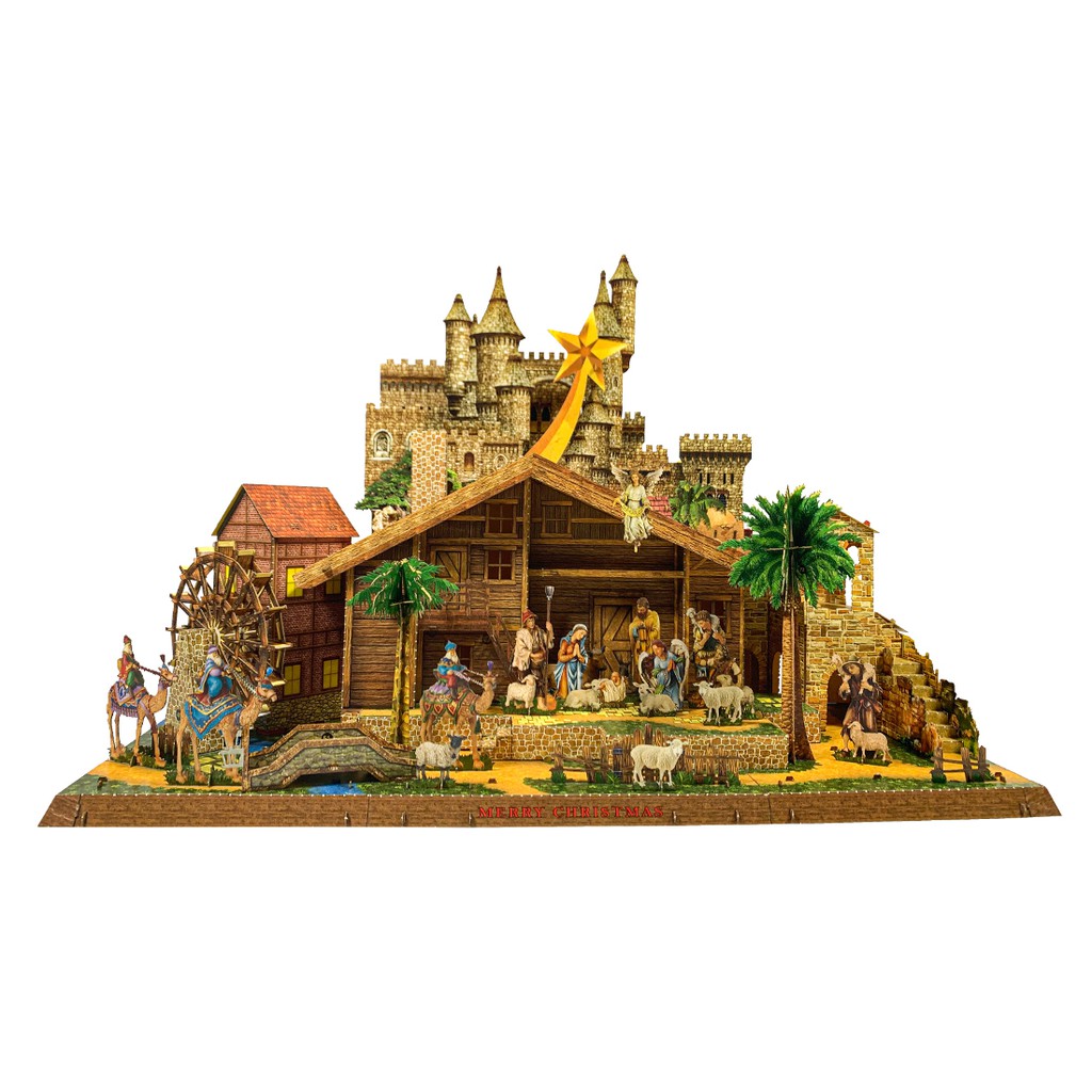 Mô hình Hang Đá Giáng Sinh 3D trang trí Noel 48x23x33cm