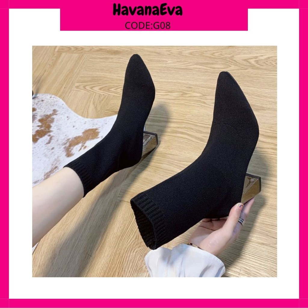 Bốt (boot) da mũi NHỌN cao gót, cổ ngắn mẫu mới nhất G08 | BigBuy360 - bigbuy360.vn