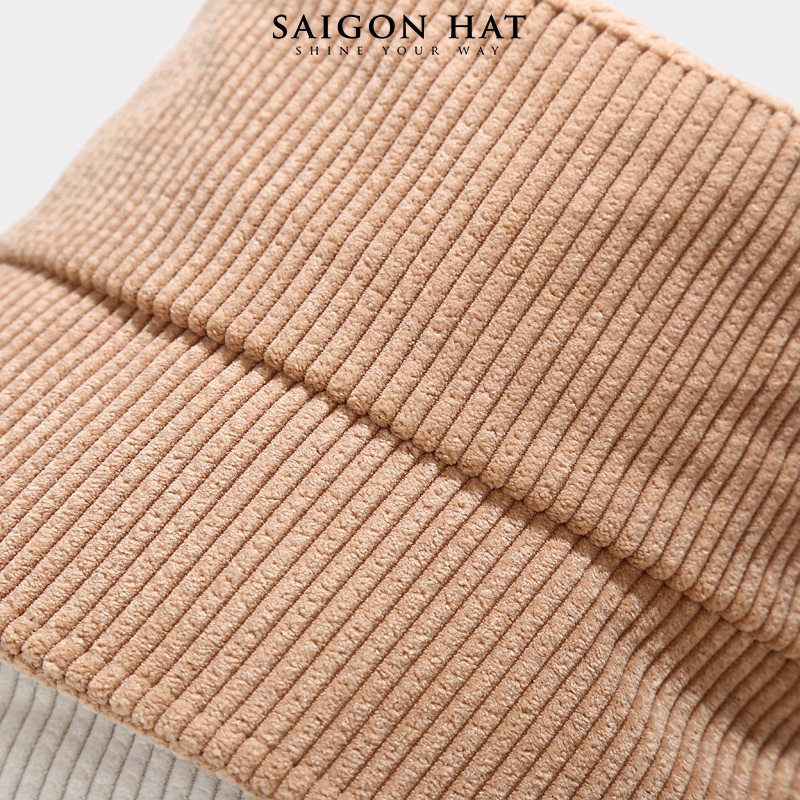 Nón bucket nữ trơn nhung mũ bucket nữ vành cụp suông cá tính năng đội form chuẩn dễ đội có dây rút điều chỉnh size đầu