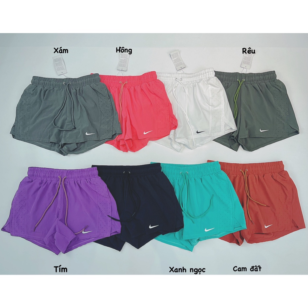 Quần Boxer Nữ 2 Lớp Tập Gym Chất Xi Dù Nai Cắt Laze Chữ Thập