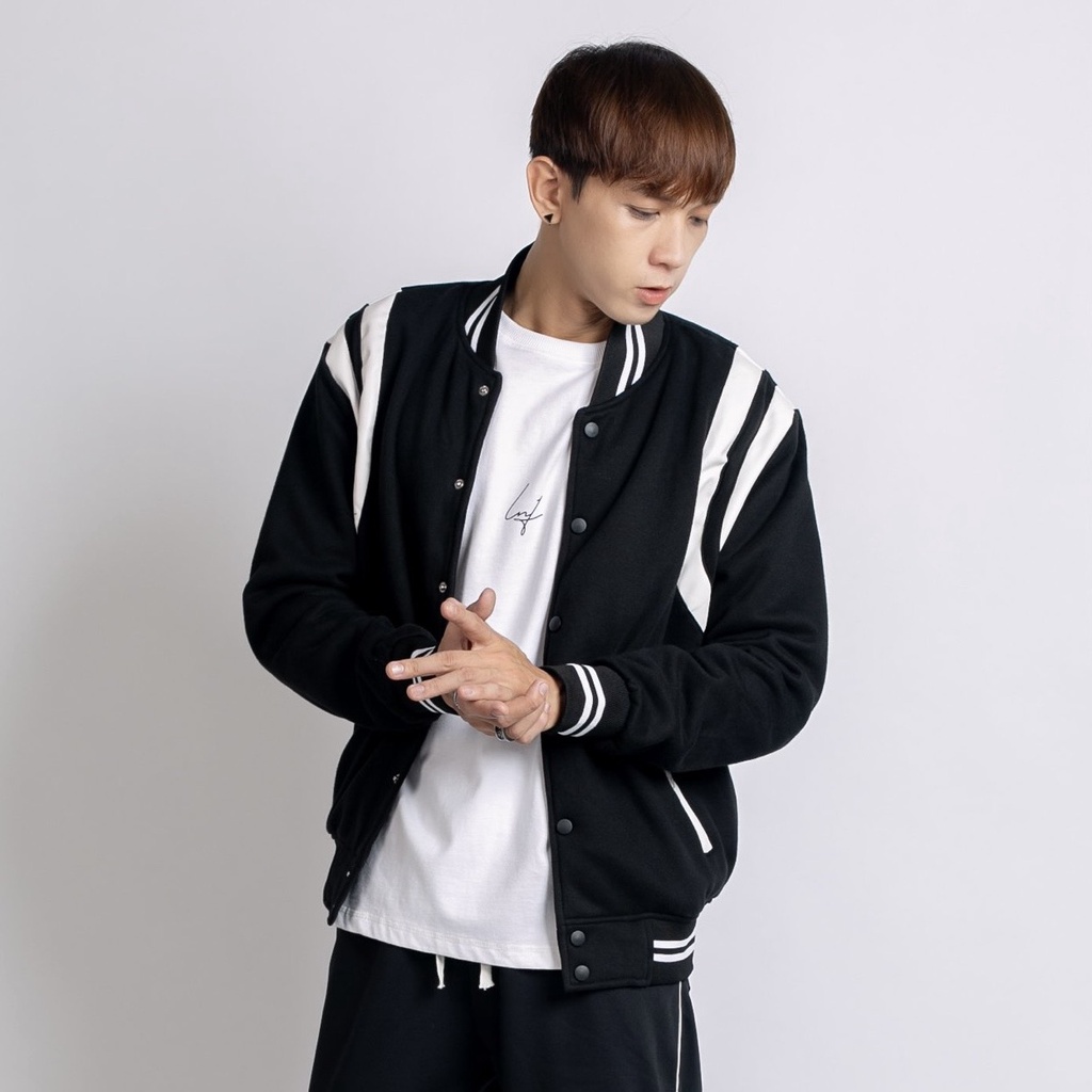 Áo Bomber Nỉ Bóng Chày Nam Nữ, áo khoác nỉ phối da vai 2 lớp, thời trang phong cách trẻ trung,năng động