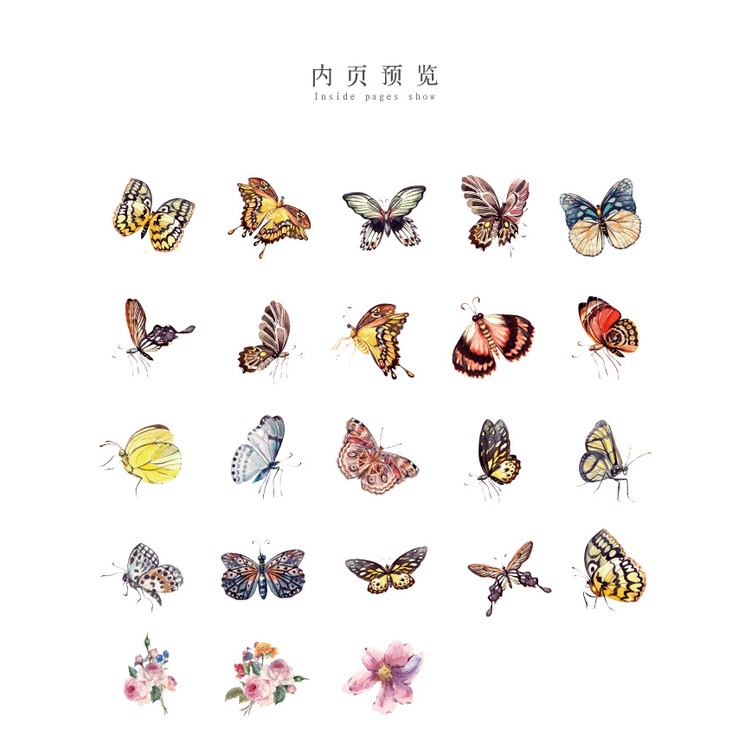 Set 46 miếng dán hình bướm xinh xắn dùng để trang trí sổ tay