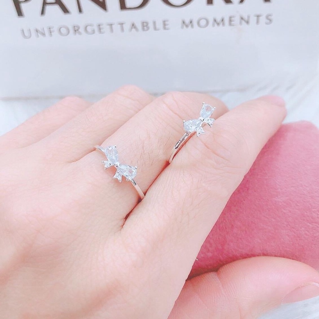 Nhẫn nữ bạc ta mặt hình nơ xinh xắn - Trang sức bạc Evasilver