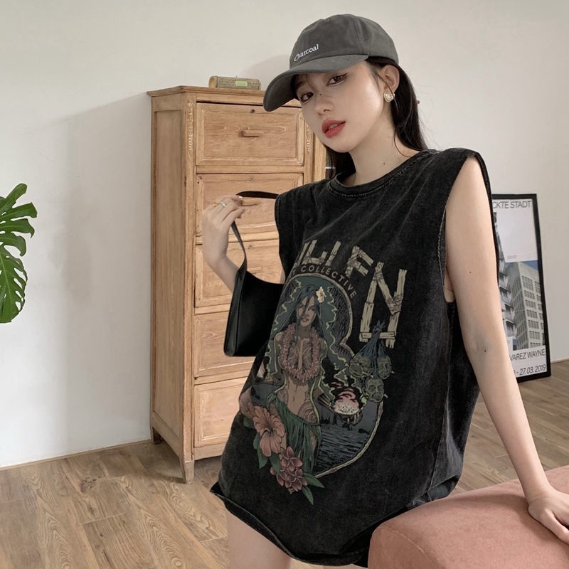 Áo COZOKC thể thao không tay hoạ tiết in phong cách cổ điển