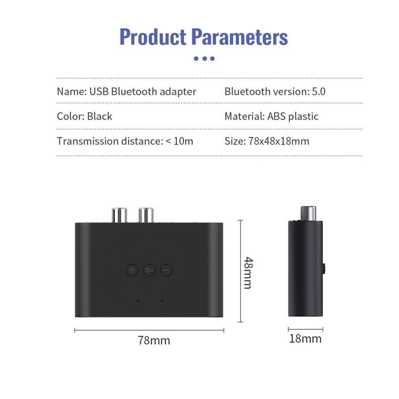 Thiết Bị Nhận Tín Hiệu Âm Thanh Bluetooth 5.0 RCA Kèm Mic Giắc Cắm 3.5mm Dành Cho Ô Tô