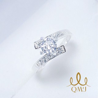 Nhẫn bạc QMJ Thanh lịch bạc 925 cao cấp, thiết kế hàng đá chéo, ổ chủ đá sáng, đơn giản, nhẫn nữ thời trang đẹp