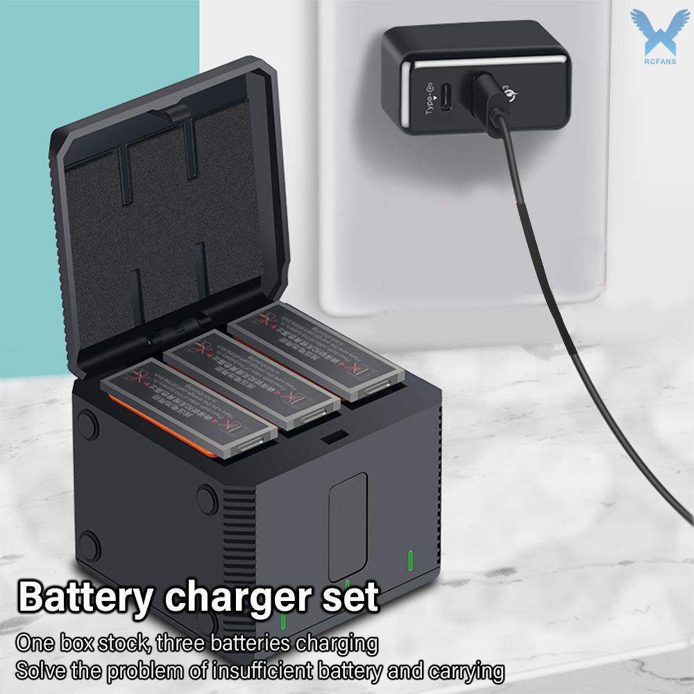 3 IN 1 Battery Charger Hub for DJI OSMO Action Camera Smart Intelligent Battery Charge Box TF-Card Storage with TYPE-C interface charger[rc]