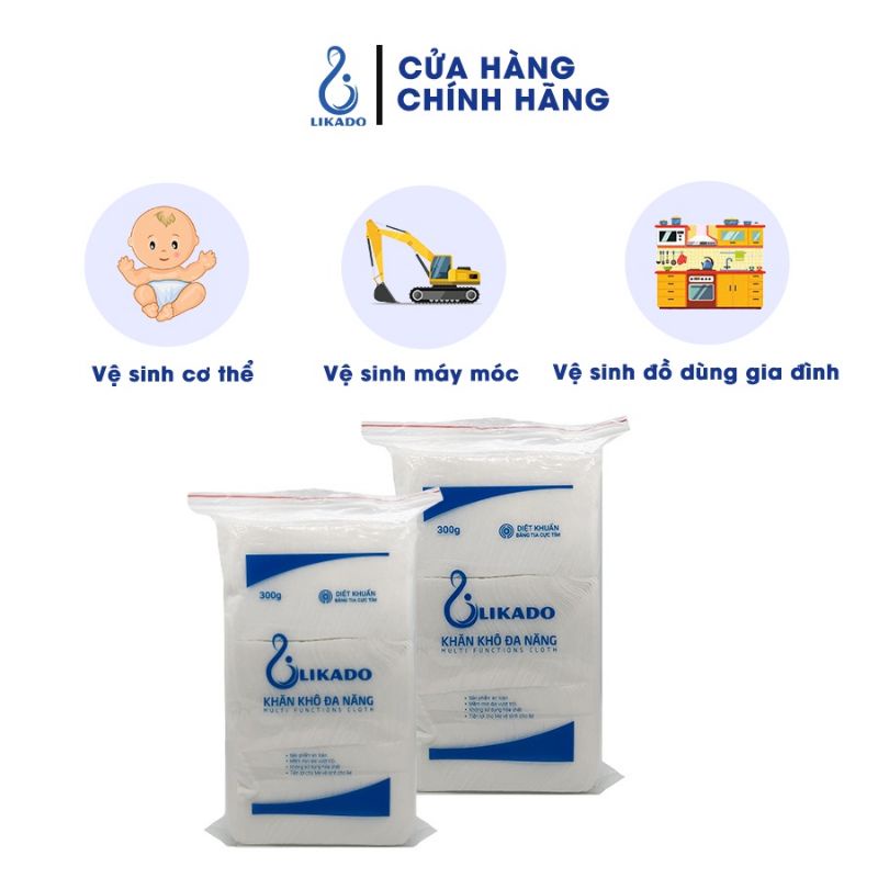 Khăn khô LIKADO 300g- mềm mịn, không mùi, không chất bảo quản, không kích ứng