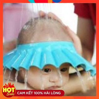 Mũ gội đầu/cắt tóc cho em bé có bịt tai đủ màu xanh/hồng/vàng