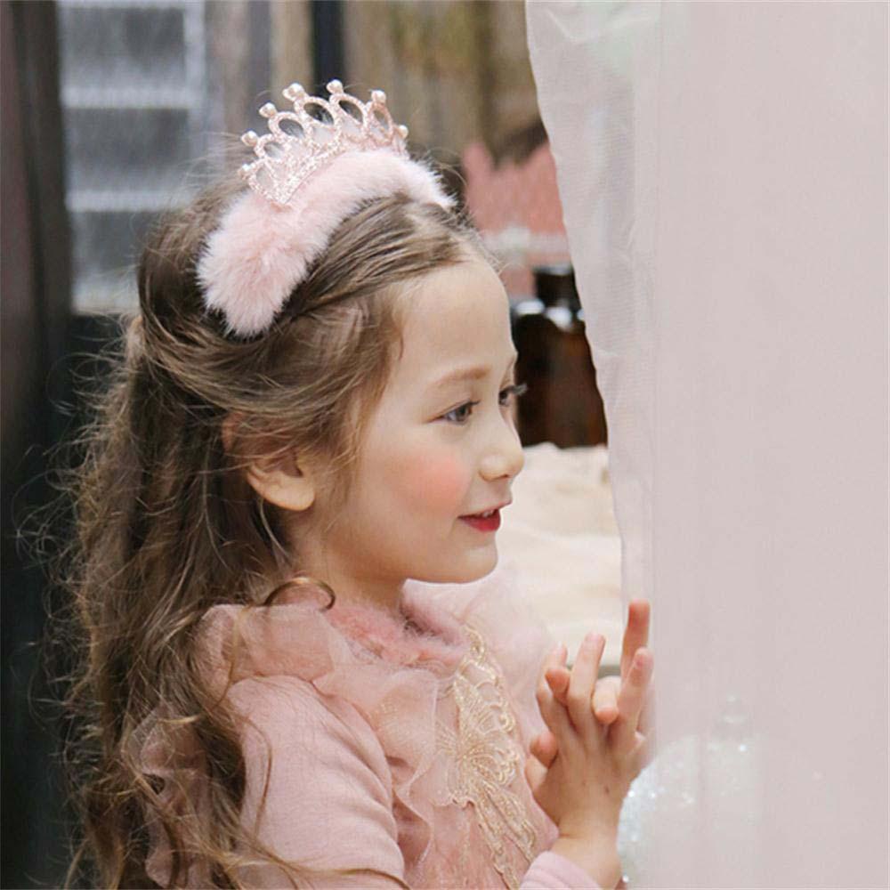 Băng Đô Cài Tóc Hình Vương Miện Bằng Lông Nhung Dễ Thương Xinh Xắn Cho Bé Gái
