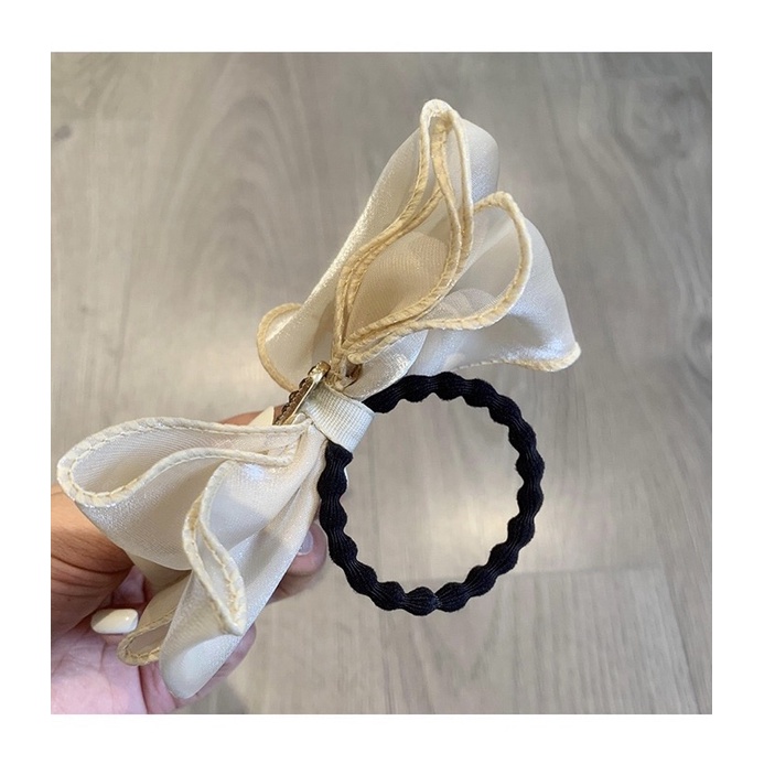 Dây buộc tóc nơ đính đá tiểu thư dễ thương màu đen be dây cột tóc cho nữ phong cách Hàn Quốc