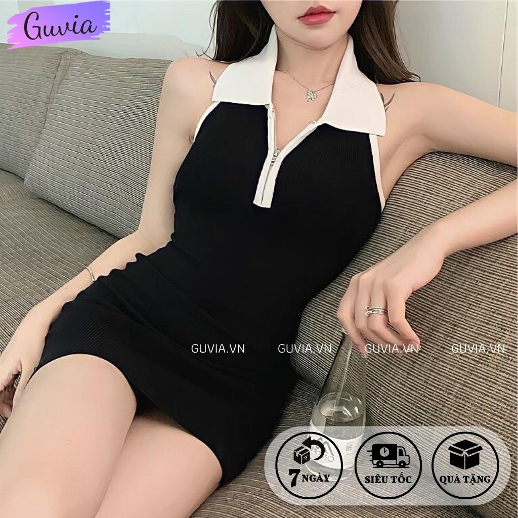 Đầm Váy Body CỔ YẾM DÂY KÉO Nữ Thun Borip Kiểu Đẹp Ôm Gợi Cảm GUVIA