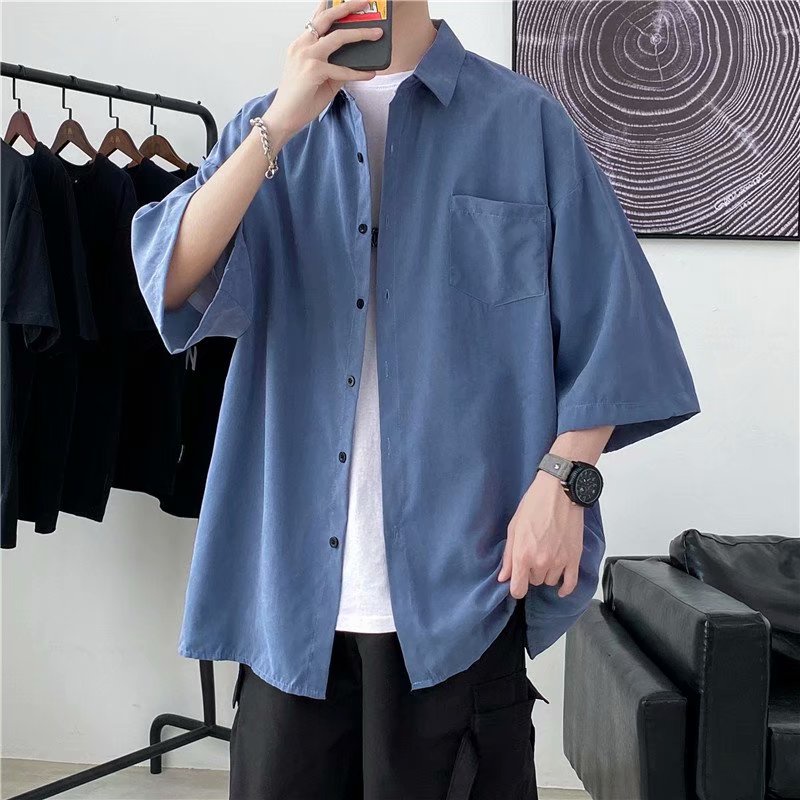áo sơ mi nam simple áo kiểu hàn quốc from rộng unisex áo sơ mi nữ lụa thời trang áo thun tay lỡ tiếng Nhật áo thun thể thao nam